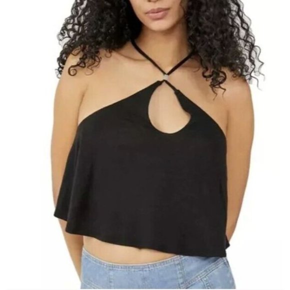 Free People Long Weekend Crop Tank Top Black - Picture 1 of 3